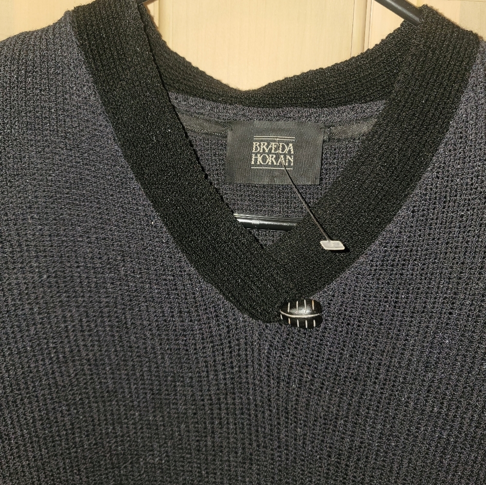 Misses Sz L Breada Horan Vintage Knit Gray Black Sweater - Picture 6 of 7